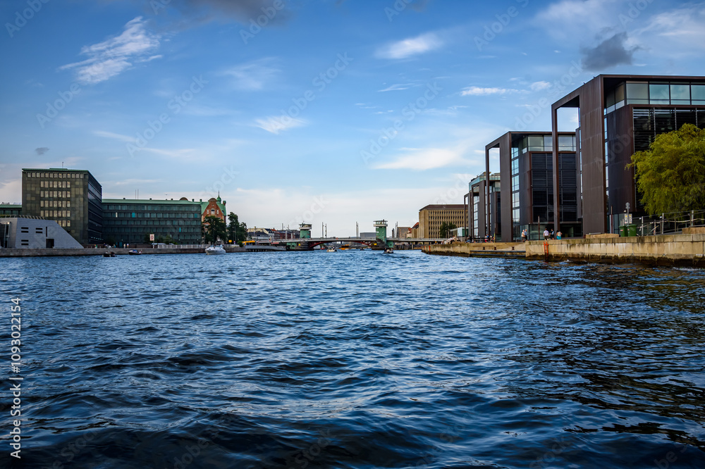 Obraz premium Boat trip on the Oresund Strait in Copenhagen, Denmark