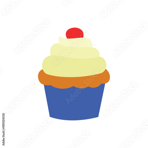 Colorful Cupcake Illustration with Cherry on Top