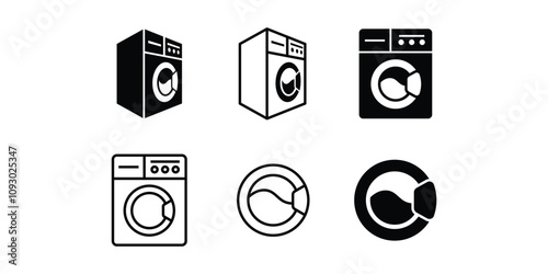 Set of Laundry logo design. Washing machine icon for laundry service business logo template.