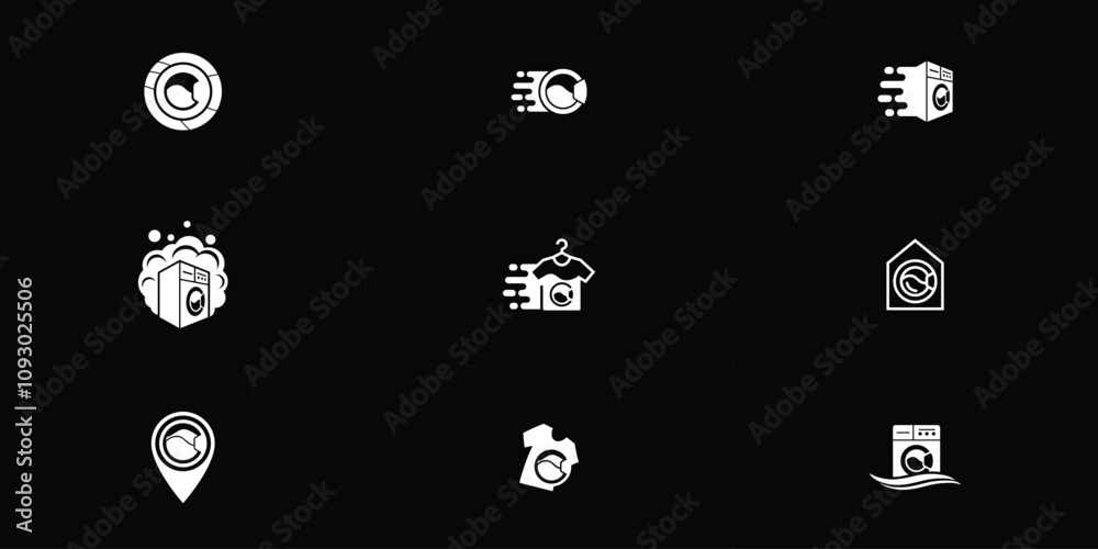 Set of Laundry logo design. Washing machine icon for laundry service business logo template. Set of Laundry logo design. Washing machine icon for laundry service business logo template.