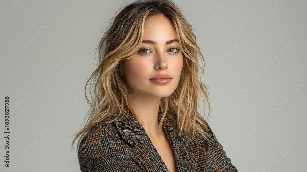Portrait of a woman in stylish attire Portrait of a woman in stylish attire