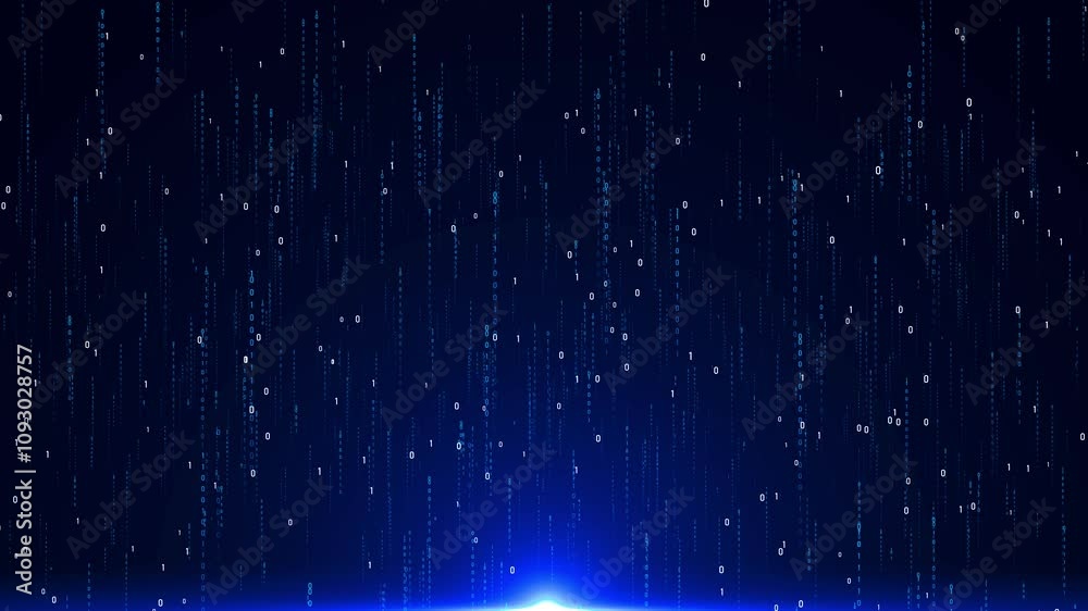 Futuristic digital rain binary code matrix background. data flow cyber computing technology, virtual world, innovation cybersecurity hacking artificial intelligence virtual reality, cyber space sci-fi