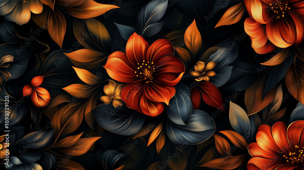 luxury and beautiful abstract seamless floral pattern, abstract beautiful and lovely vibrant and colorful floral arrangement featuring various flowers, seamless abstract 3D Frozen Flowers and Leaves. luxury and beautiful abstract seamless floral pattern, abstract beautiful and lovely vibrant and colorful floral arrangement featuring various flowers, seamless abstract 3D Frozen Flowers and Leaves.