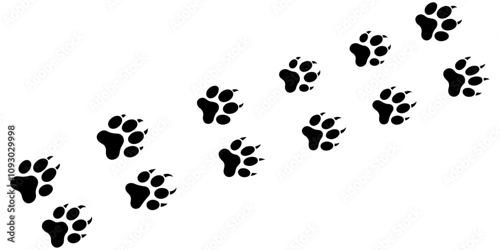 Paw print silhouette vector, Animal footprint. Paw print silhouette vector, Animal footprint.