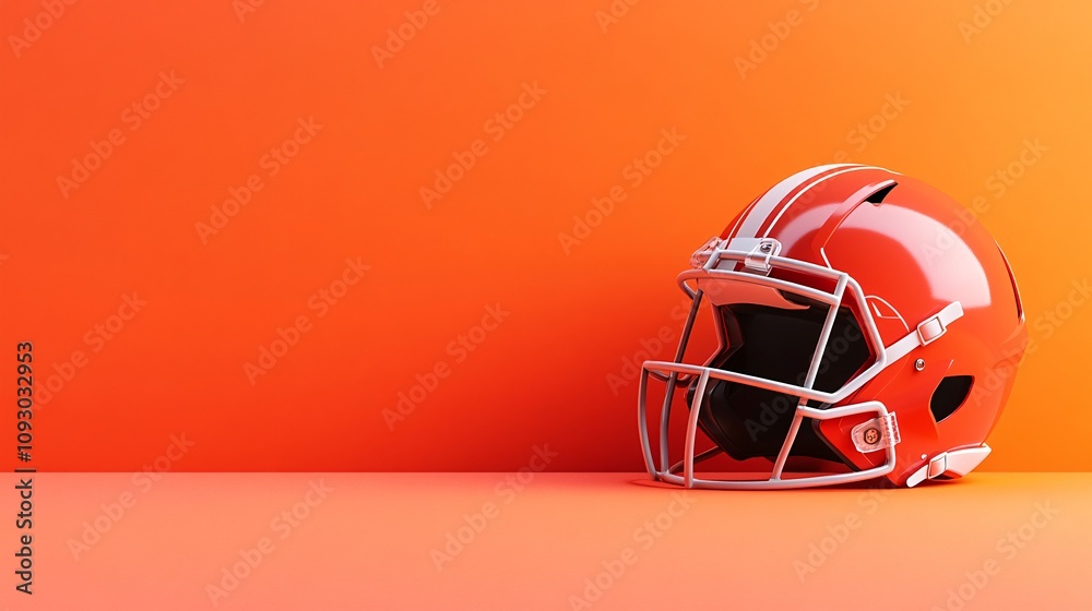 Fototapeta premium Dynamic 3D Rendering of American Football Equipment on Vibrant Background; Minimalist Design with Copy Space for Ads