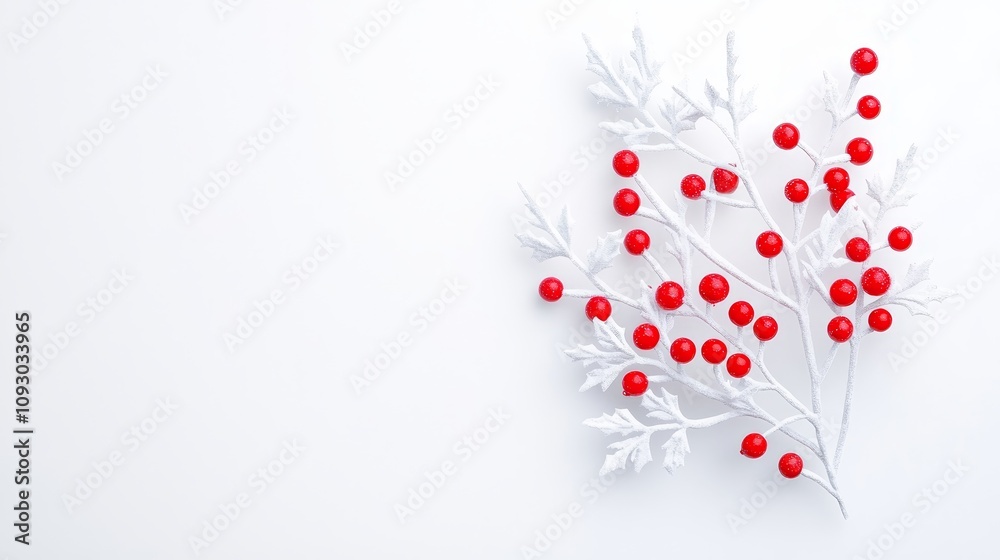 Festive red berries arrangement minimalist setting decorative art modern home aesthetic design seasonal inspiration Festive red berries arrangement minimalist setting decorative art modern home aesthetic design seasonal inspiration