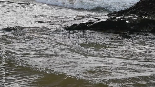 Close-up view of rising sea waves.