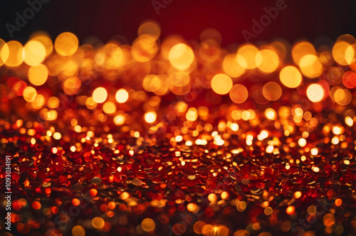 Red and gold bokeh lights background