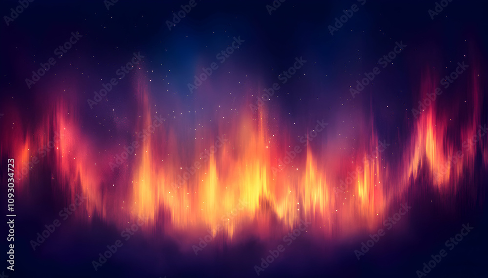 Naklejka premium Abstract fiery aurora borealis, cosmic night sky, vibrant colors, fiery streaks, digital art, fantasy landscape, dark background, magical, mystical, otherworldly.
