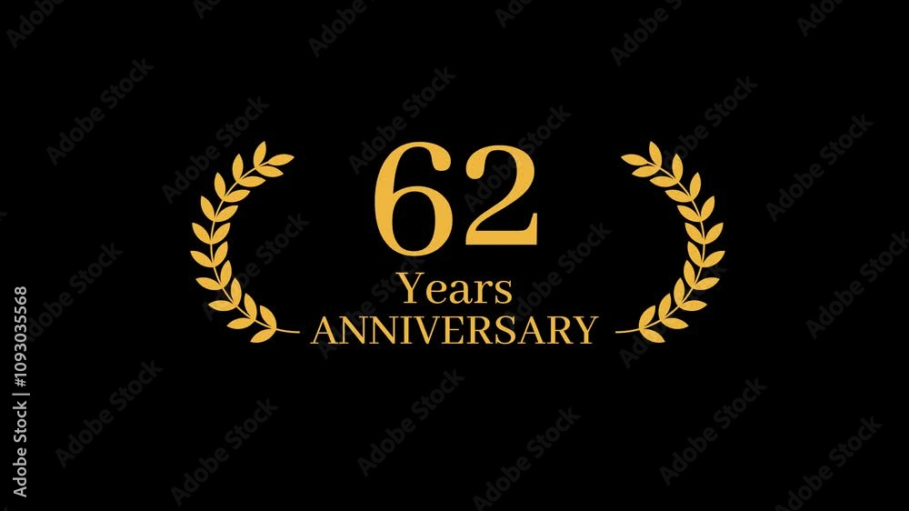 62 Years Anniversary Laurel wreath Animation 62 Years Anniversary Laurel wreath Animation
