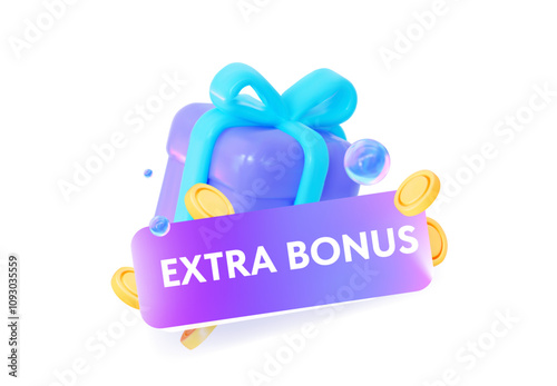 3d extra bonus banner featuring gifts and flying coins