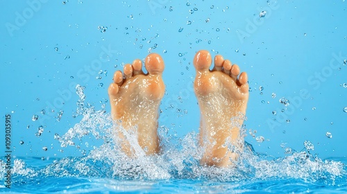 Clear water splashing off a swimmer s feet as they kick in the pool, feet splash, dynamic pool motion