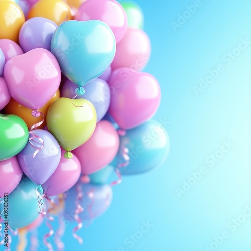 Wallpaper Mural Cluster of pastel heart-shaped balloons against a light blue background. Torontodigital.ca