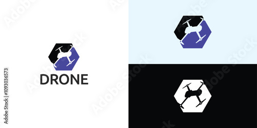 Flying drone logo design logo template illustration.