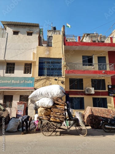 Photography Street cart building main bazar new delhi india