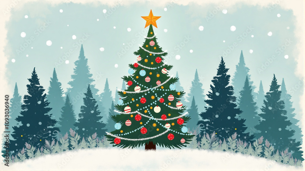 christmas tree in snow christmas tree in snow