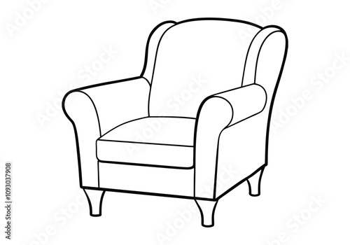 Continuous Line Art of Armchair – Minimalist Furniture and Interior Design Illustration