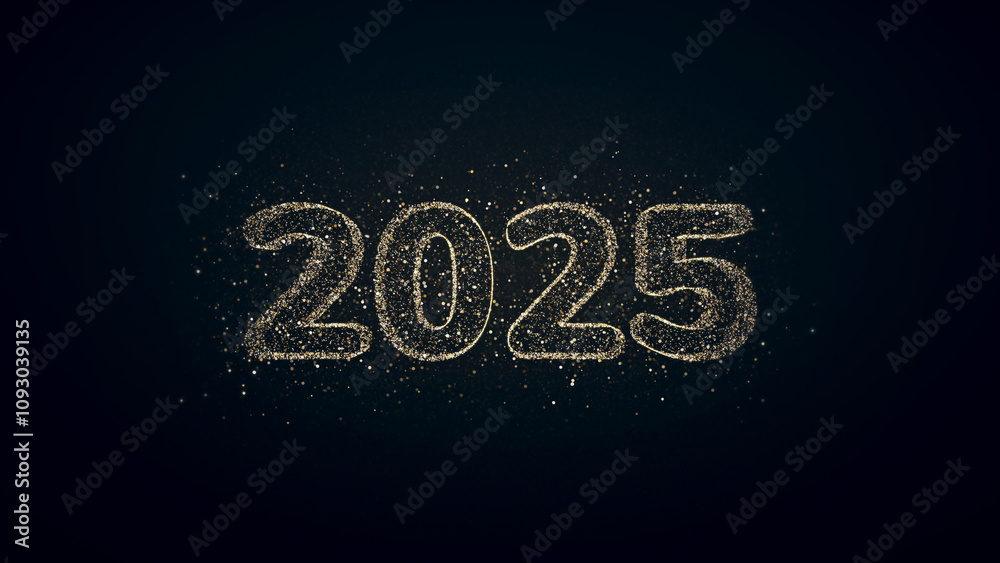 2025 New Year numbers in the form golden particulars, holiday illustration 2025 New Year numbers in the form golden particulars, holiday illustration