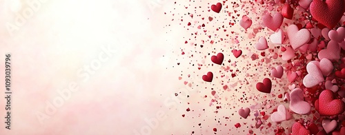 romantic soft valentine love story emotion Colorful hearts on a soft background photo