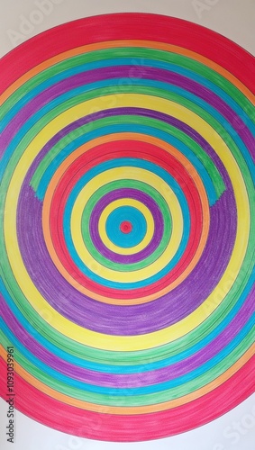 Gradient concentric circles in vibrant colors hand drawing