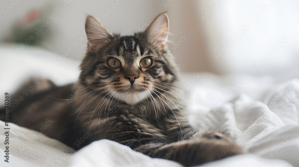 A photo of funny bleack american bobtail cat A photo of funny bleack american bobtail cat