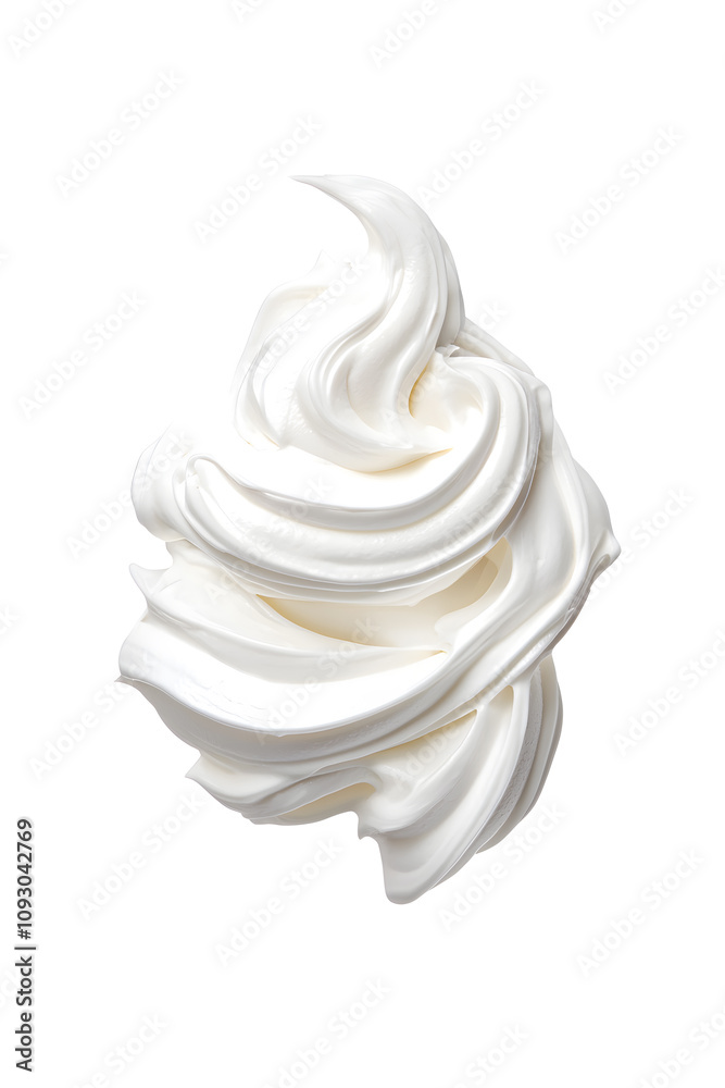 White cream swirl, whipped cream isolated on white background White cream swirl, whipped cream isolated on white background