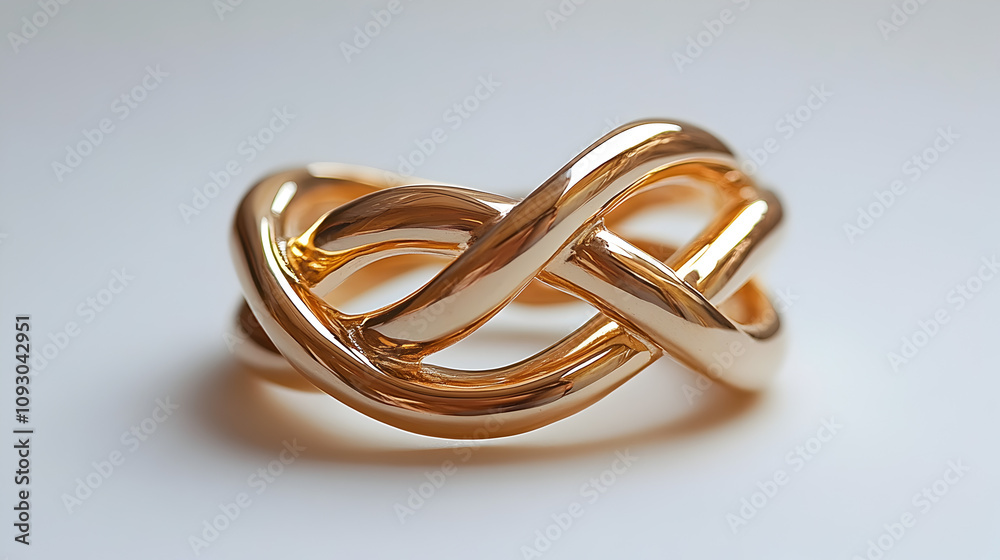 Elegant gold knot ring jewelry showcase studio setting close-up view timeless design Elegant gold knot ring jewelry showcase studio setting close-up view timeless design