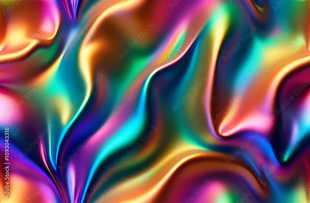 Naklejka premium Holographic rainbow foil iridescent leather texture abstract hologram background