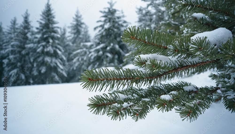 Obraz premium Christmas fir branch snow backgrounds outdoors 33