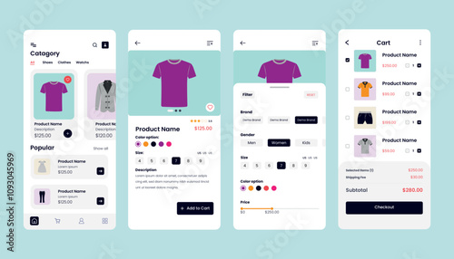 Ecommerce app user interface for android and ios.