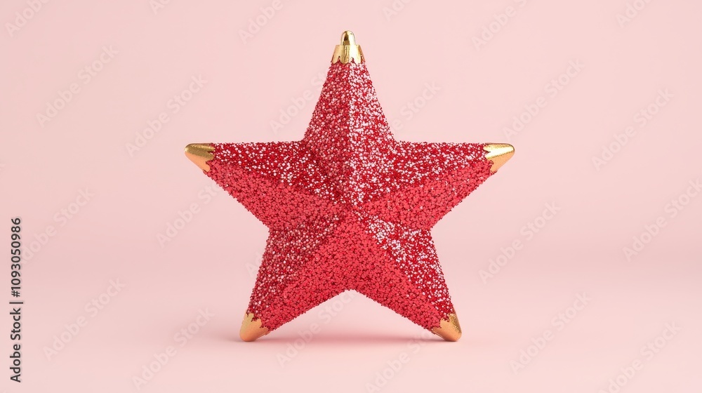 Festive red glitter star decoration for holiday celebrations studio setting decorative art joyful atmosphere close-up view celebration concept Festive red glitter star decoration for holiday celebrations studio setting decorative art joyful atmosphere close-up view celebration concept