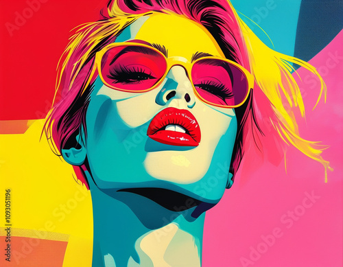 Vibrant Pop Art Portrait Of A Modern Woman - Generative Art