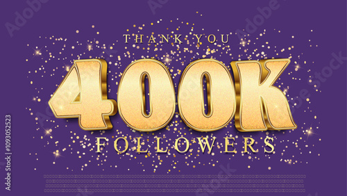 Thank You 400k Followers 3d Editable Luxury Gold, Colorful Effect Emblem