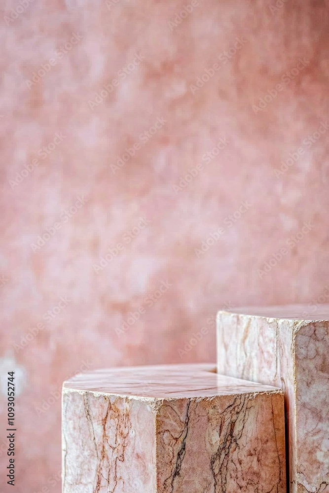 Empty White Marble Round Podium on Pink Studio Background Empty White Marble Round Podium on Pink Studio Background