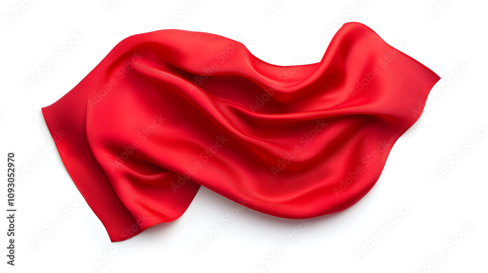 Waving red fabric, isolated on white background Waving red fabric, isolated on white background