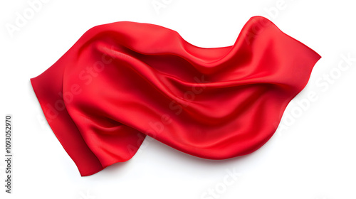 Waving red fabric, isolated on white background