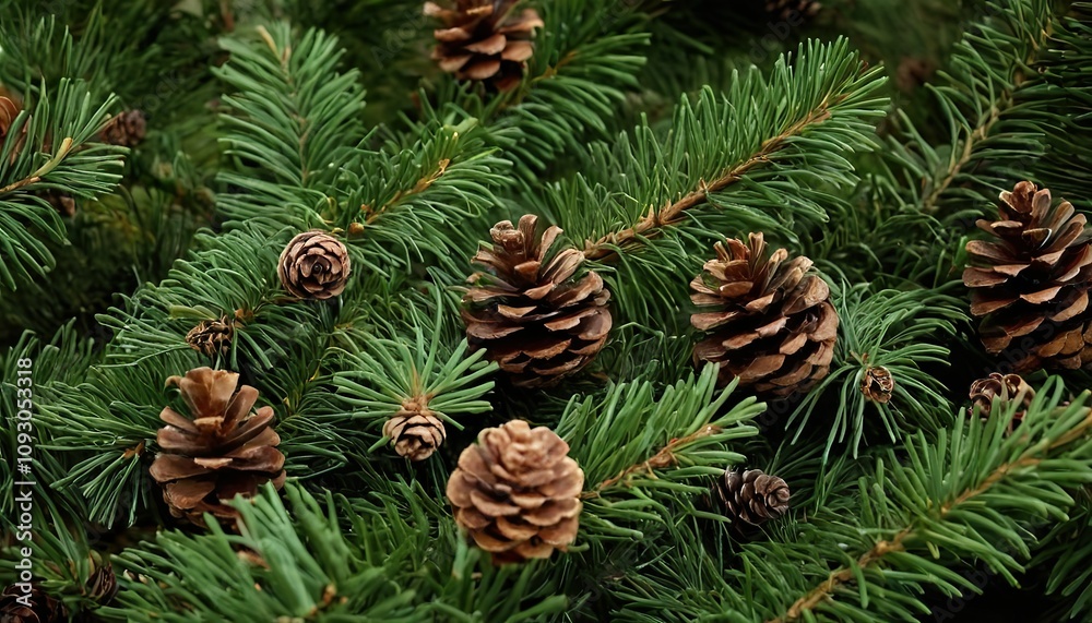 Close up of pine cones on a tree Suitable for nature and Christmas themes 6 Close up of pine cones on a tree Suitable for nature and Christmas themes 6