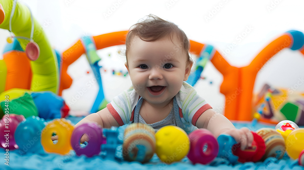 Baby playing on isolated background Baby playing on isolated background