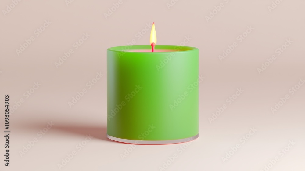 Relaxing green candle lighting home decor still life photography minimalist setting calm atmosphere serenity concept Relaxing green candle lighting home decor still life photography minimalist setting calm atmosphere serenity concept