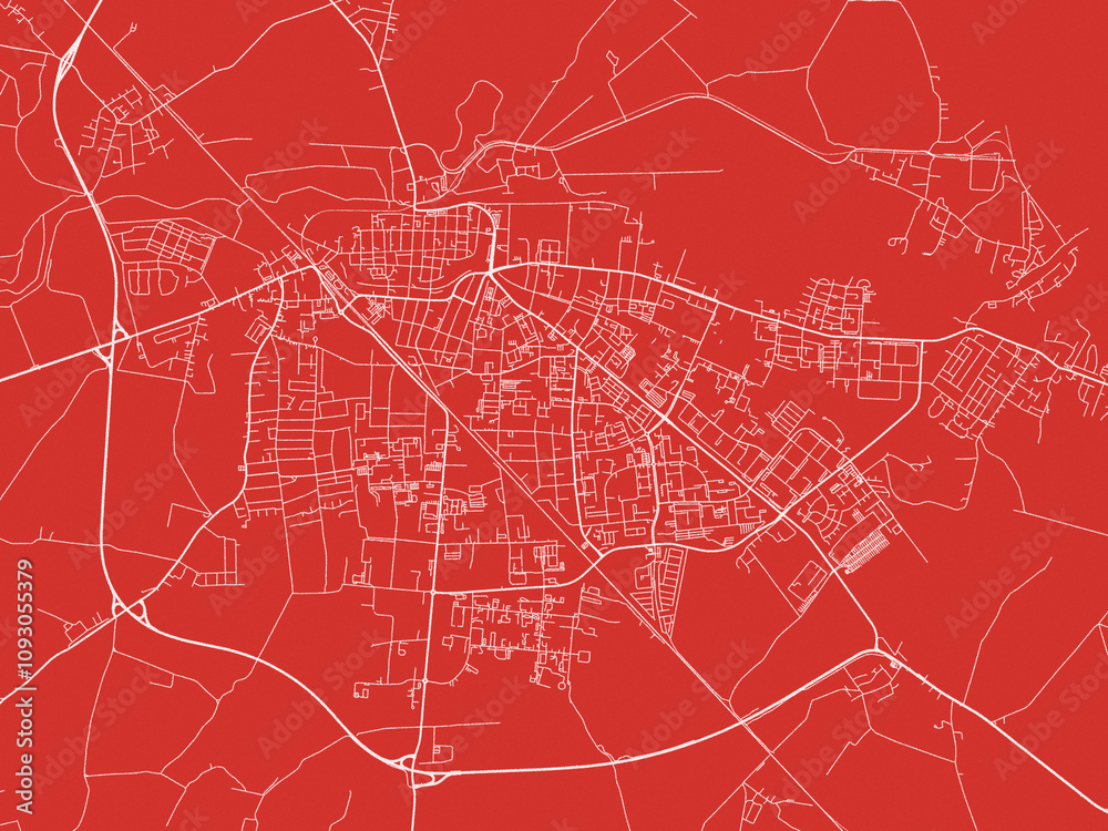 Fototapeta premium Christmas Map of Greifswald, Germany in Snowy White on Festive Red Background.