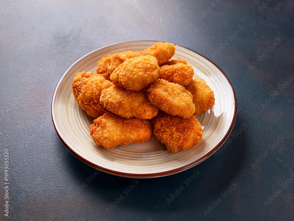 A plate of chicken nuggets on the table A plate of chicken nuggets on the table