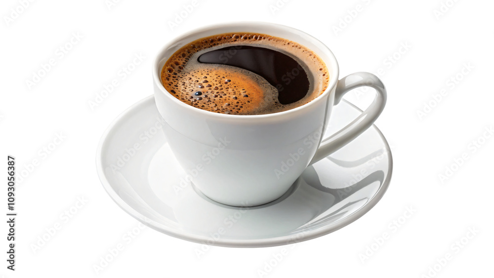 Isolated white background coffee cup with hot, aromatic beverage Isolated white background coffee cup with hot, aromatic beverage