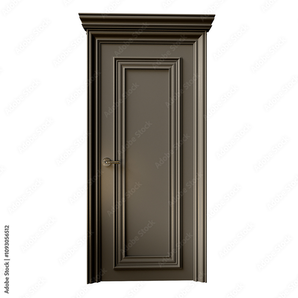 A door with a gold handle and a black frame A door with a gold handle and a black frame