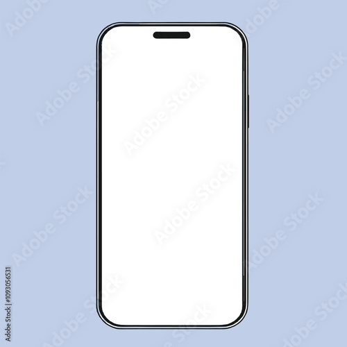 Realistic smart mobile mockup with blank white display on white background