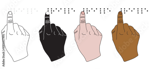 Set of hands reading the word "Braille" in Braille, World Braille Day element