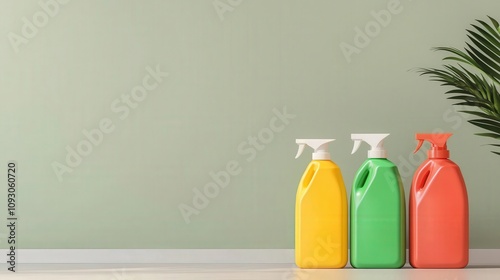 Sunlight reflecting off of laundry detergent bottles in a modern laundry room