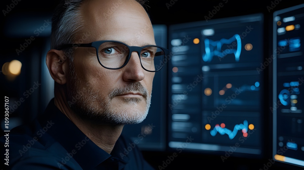 Interactive dashboard displaying analytics on multiple screens in a remote work setup Interactive dashboard displaying analytics on multiple screens in a remote work setup