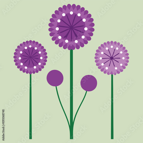 Pink flower vector illustration on green background with floral spring design and blooming petals pattern