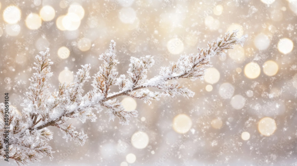 Snow Covered Branch Winter Wonderland Scene Snow Covered Branch Winter Wonderland Scene