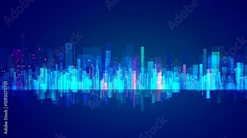 Futuristic Cityscape Visualization Digital Art Abstract Environment Urban Skyline Night View Technology Concept